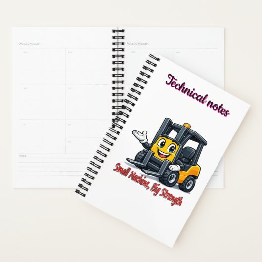Technical Notes Forklift Cartoon Mascot Notebook Planner (Display)