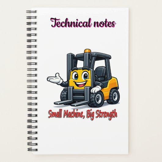 Technical Notes Forklift Cartoon Mascot Notebook Planner (Voorkant)