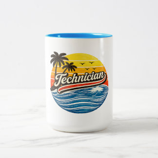Technician Retro Sunset Design Tweekleurige Koffiemok