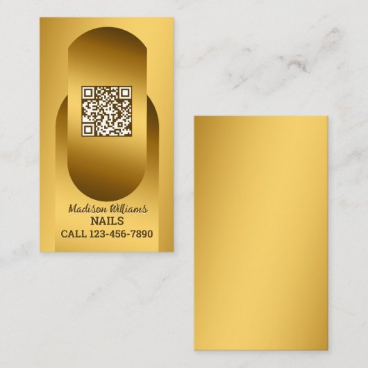 Technicien à ongles QR Carte de visite doré (Devant / Derrière)