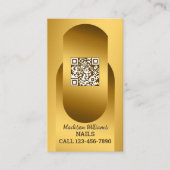 Technicien à ongles QR Carte de visite doré (Devant)