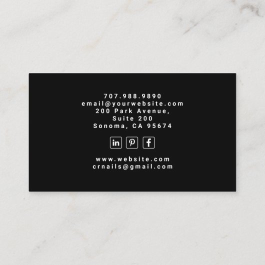 Technicien de clou de Tarot Carte de visite noir (Dos)