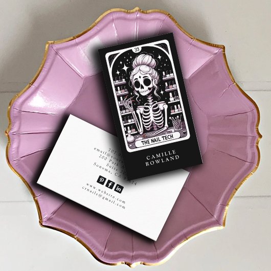Technicien d'ongle de Tarot Carte de visite noir b