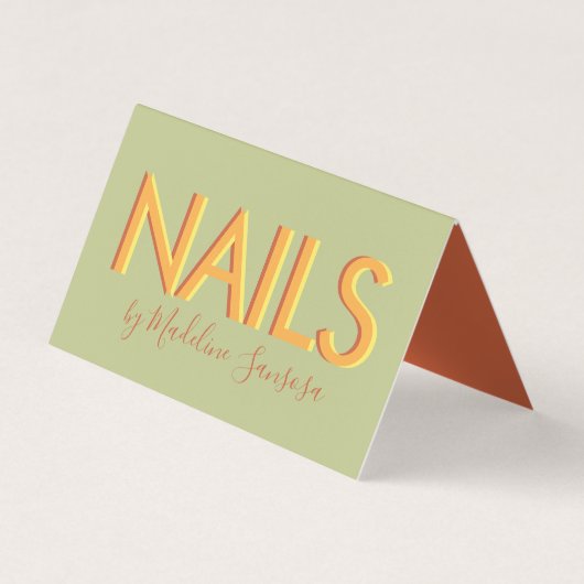 Technicien en Ongles Orange Lettres Triples Cartes (Devant)