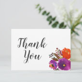 Technicolor Floral Waterverf Hartelijk dank Bedankkaart (Staand voorkant)