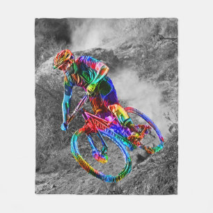 Technicolor Mountain Biker die op een spoor blijft Fleece Deken