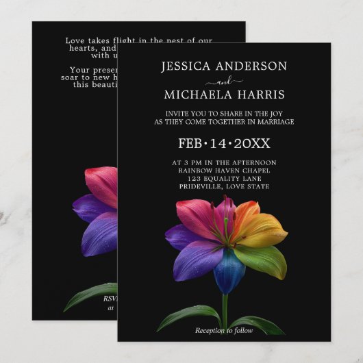 🌈 Technicolor Vows Wedding Kaart (Voorkant / Achterkant)