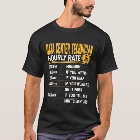 Technicus datacenter uurtarief Data Center Tec T-shirt (Voorkant)