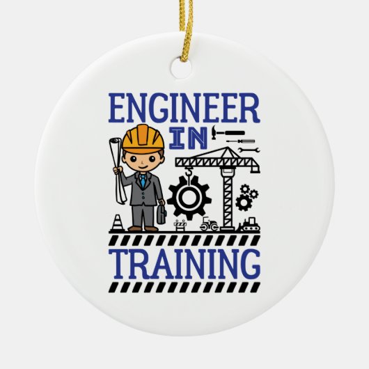 Technicus in trainingsborden STEM Keramisch Ornament (Voorkant)
