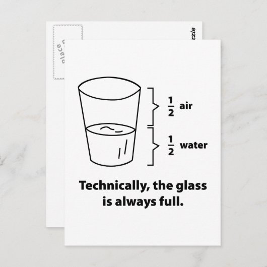 Technisch gezien is het glas altijd vol briefkaart (Voorkant / Achterkant)