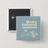technisch medewerker bibliotheek vierkante button 5,1 cm (Voorkant /achterkant)