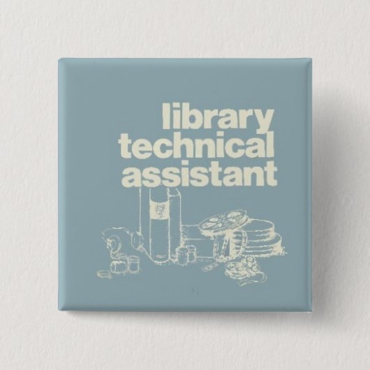 technisch medewerker bibliotheek vierkante button 5,1 cm (Voorkant)