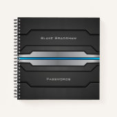 Technisch ontwerp met blauwe gloed en aangepaste t notitieboek (Voorkant)