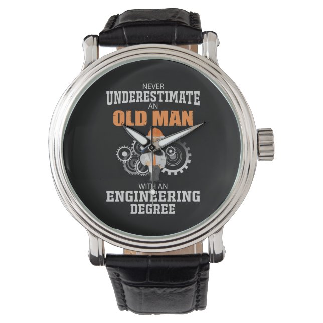 Technisch oud Man met een technische graad Horloge (Voorkant)