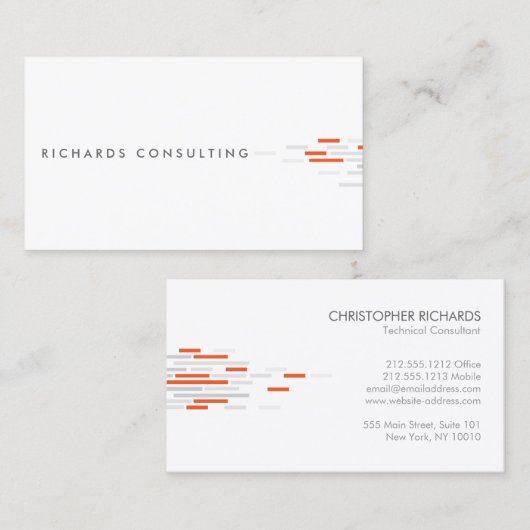 Technisch patroon in wit, grijs, Sinaasappel Visitekaartje (Voorkant / Achterkant)