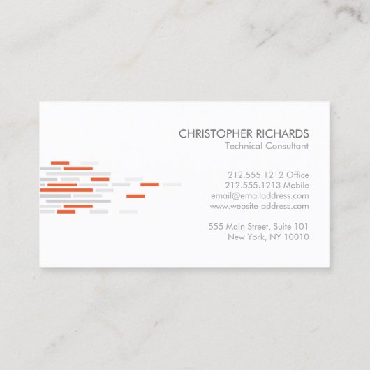 Technisch patroon in wit, grijs, Sinaasappel Visitekaartje (Achterkant)