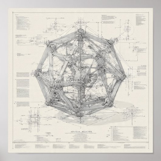 Technisch technisch ontwerp: Icosaëder Poster (Voorkant)