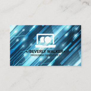 Technische computer Logo   Binaire code achtergron Visitekaartje