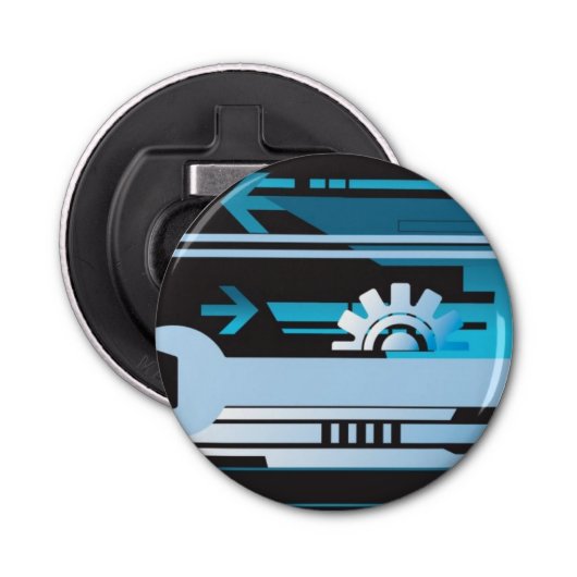 Technische halftone achtergrond 3 button flesopener (Voorkant)