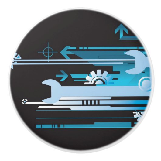 Technische halftone achtergrond 3 keramische knop (Voorkant)