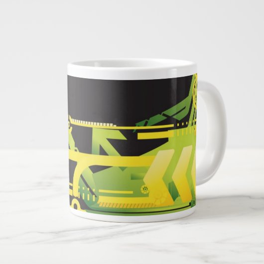 Technische halftone achtergrond 4 grote koffiekop (Voorkant rechts)