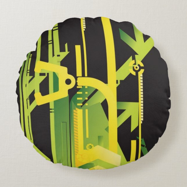 Technische halftone achtergrond 4 rond kussen (Voorkant)