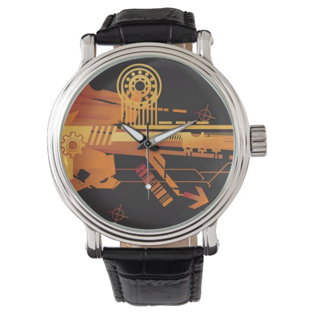 Technische halftone achtergrond 6 horloge (Voorkant)