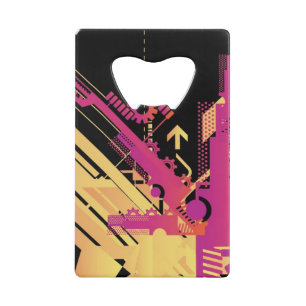 Technische halftone achtergrond 7 kredietkaart flessenopener