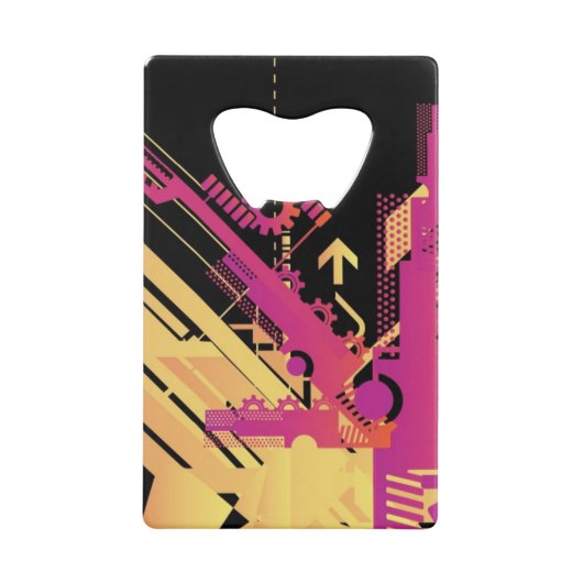 Technische halftone achtergrond 7 kredietkaart flessenopener (Voorkant)