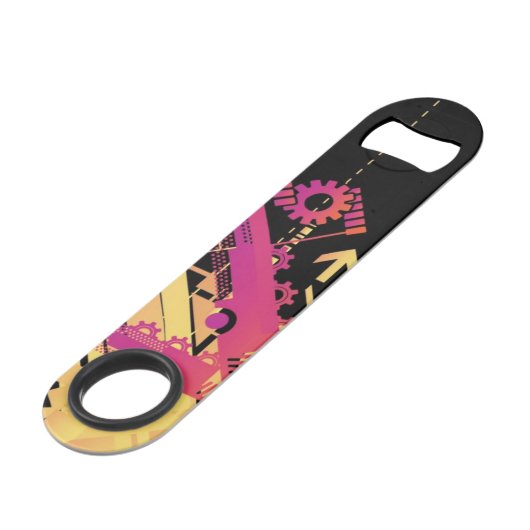 Technische halftone achtergrond 7 speed flessenopener (Achterkant Gekanteld)