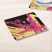 Technische halftone achtergrond 7 vierkante kartonnen onderzetter (Schuin)