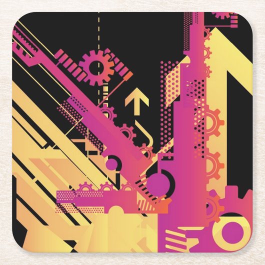 Technische halftone achtergrond 7 vierkante kartonnen onderzetter (Voorkant)