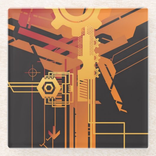 Technische halftone achtergrond glazen onderzetter (Voorkant)