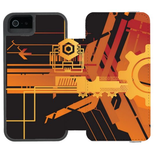 Technische halftone achtergrond incipio iPhone portemonnee hoesje (Agenda Open)