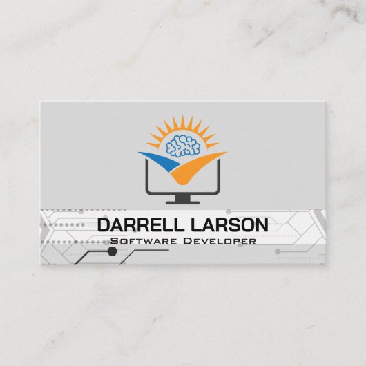 Technische knooppunten | Hersencomputer Logo Visitekaartje (Voorkant)