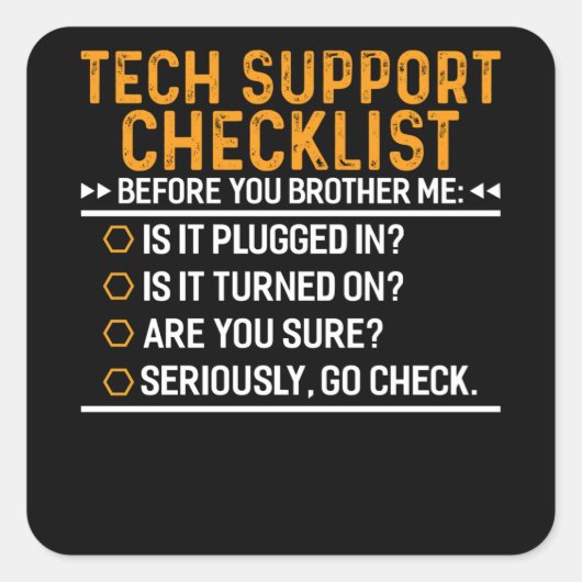 Technische ondersteuning Computer Geek Funny Techi Vierkante Sticker (Voorkant)