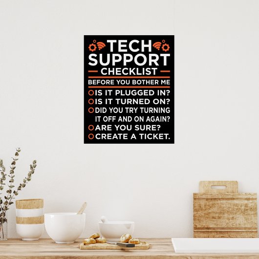 Technische ondersteuning Controlelijst Computer IT Poster (Keuken)