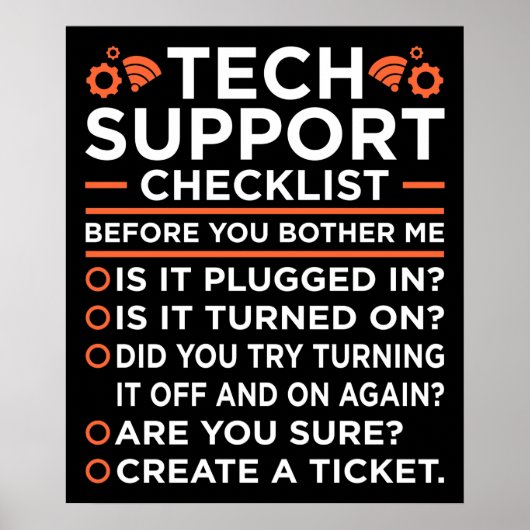 Technische ondersteuning Controlelijst Computer IT Poster (Voorkant)