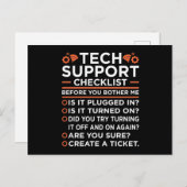 Technische ondersteuning Controlelijst Computer IT Uitnodiging Briefkaart (Voorkant / Achterkant)