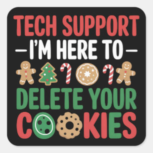 Technische ondersteuning Kerstkoekjes Grappig werk Vierkante Sticker