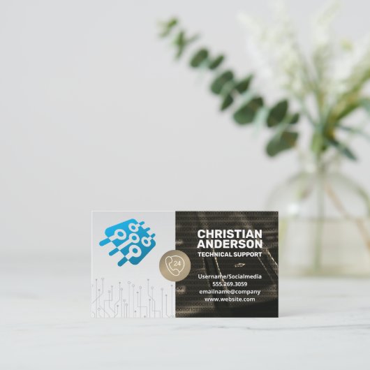 Technische ondersteuning | microchip | callcenter visitekaartje (Staand voorkant)