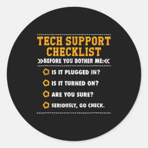 Technische Ondersteuningschecklist Computerfreak Ronde Sticker