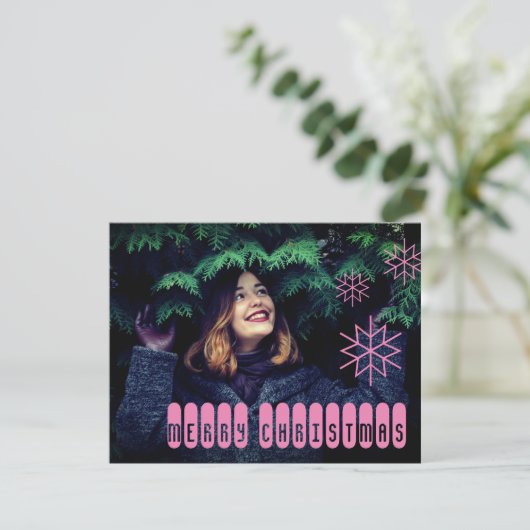 Technische roze kerstkaart (Staand voorkant)