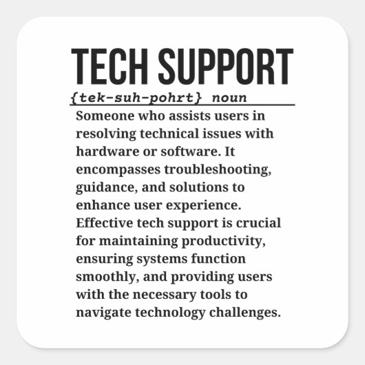 Technische support vierkante sticker (Voorkant)