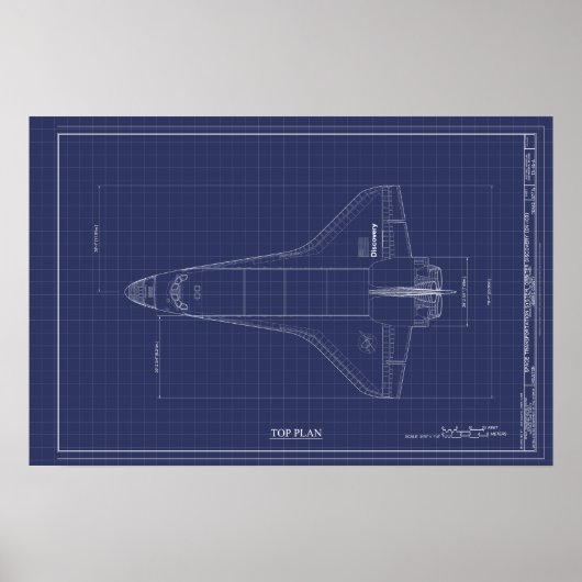 Technische tekening van Space Shuttle Poster (Voorkant)