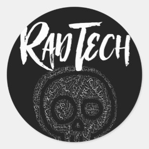 Technische termen radiologie in schedel Rad Tech Ronde Sticker
