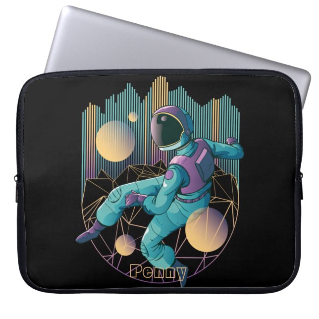 Techno Astronaut Illustration Laptop Sleeve (Voorkant)