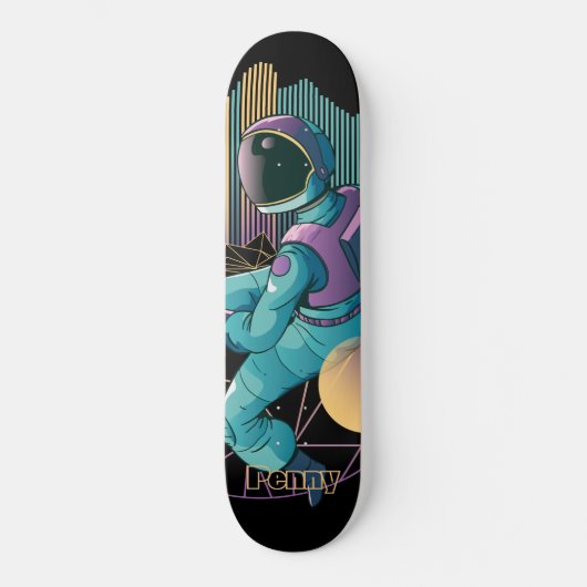 Techno Astronaut Illustration Skateboard (Voorkant)