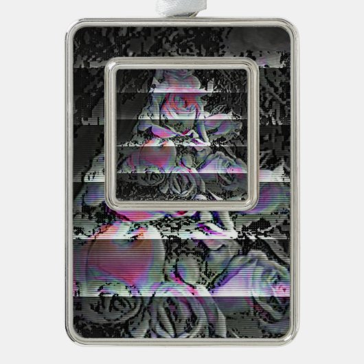 Techno Bouquet kerstsierent Verzilverd Kader Ornament (Voorkant)