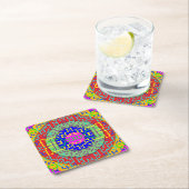 Techno Circus Vierkante Kartonnen Onderzetter (Insitu)